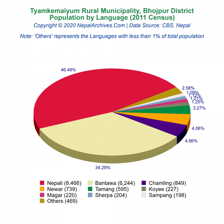 Population by Language Chart of Tyamkemaiyum Rural Municipality