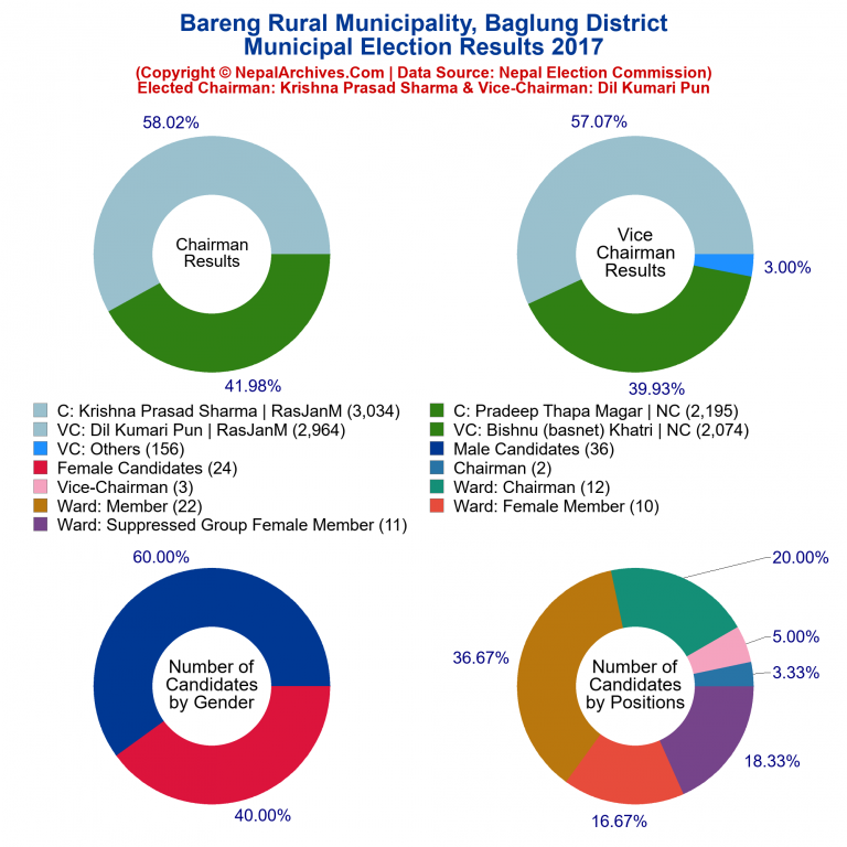 2017 local body election results piechart of Bareng Rural Municipality