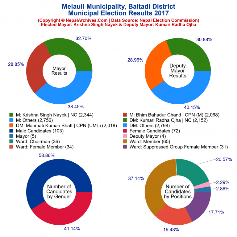 2017 local body election results piechart of Melauli Municipality