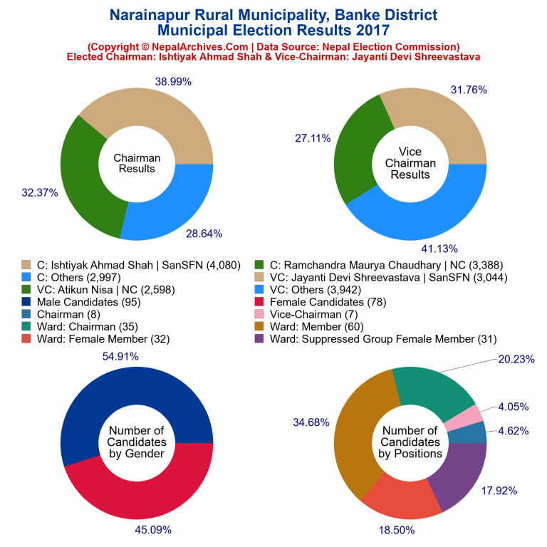 2017 local body election results piechart of Narainapur Rural Municipality