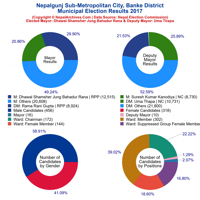 2017 local body election results piechart of Nepalgunj Sub-Metropolitan City