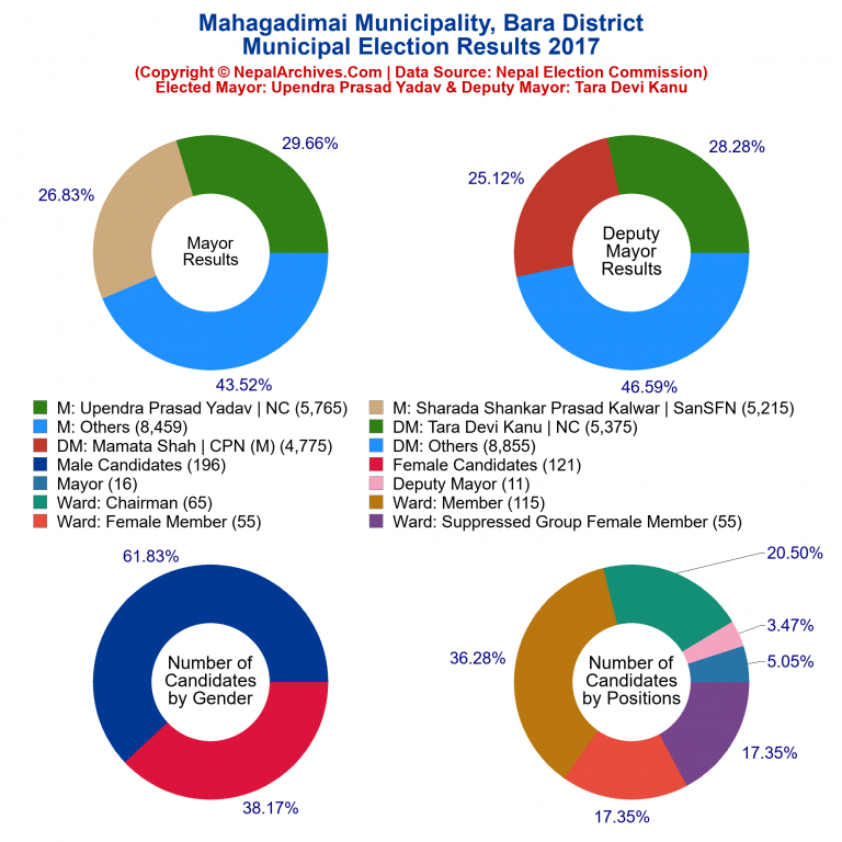 2017 local body election results piechart of Mahagadimai Municipality