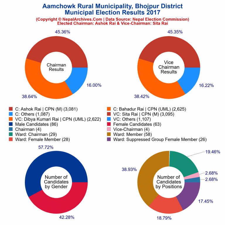 2017 local body election results piechart of Aamchowk Rural Municipality