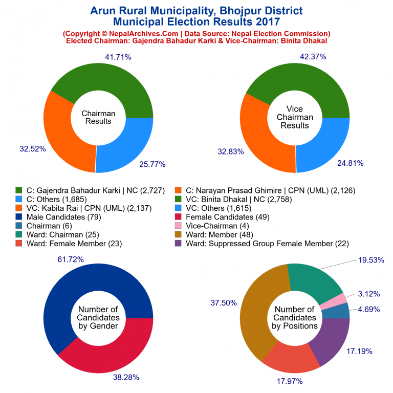 2017 local body election results piechart of Arun Rural Municipality