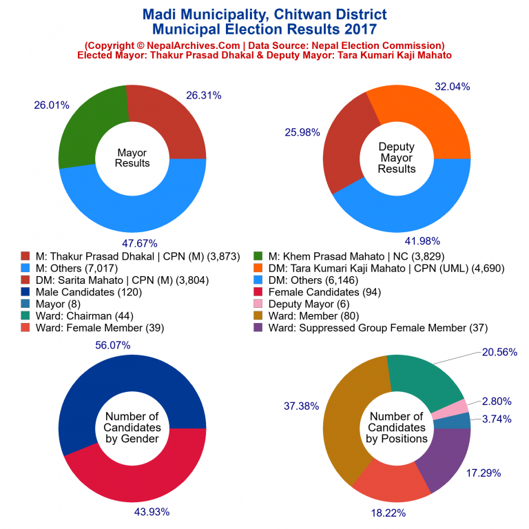 2017 local body election results piechart of Madi Municipality