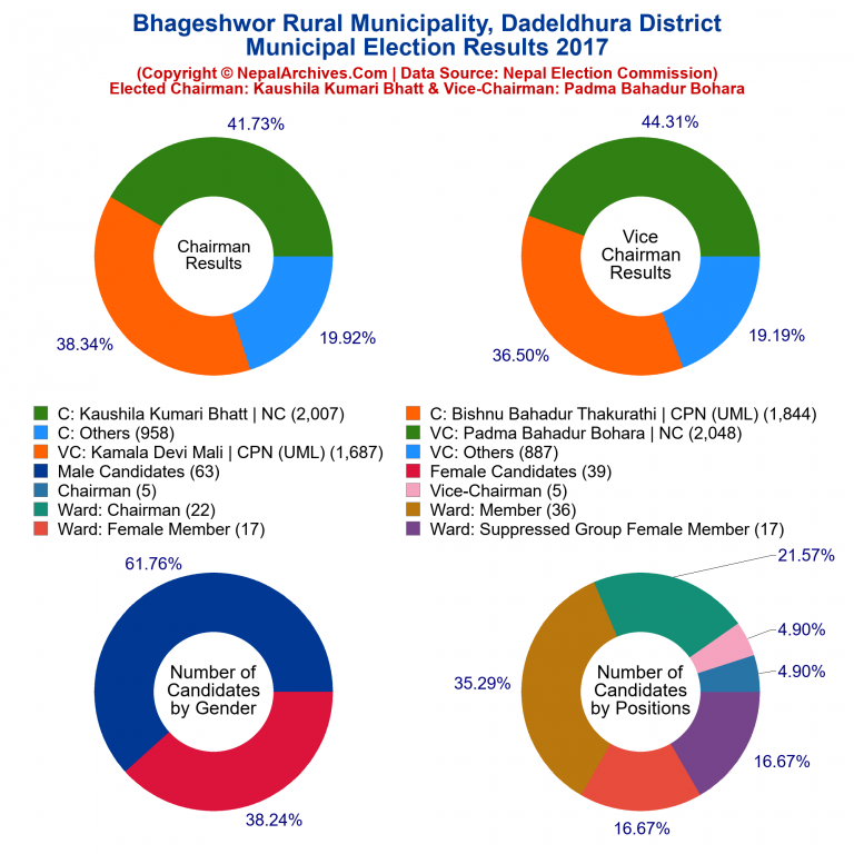 2017 local body election results piechart of Bhageshwor Rural Municipality