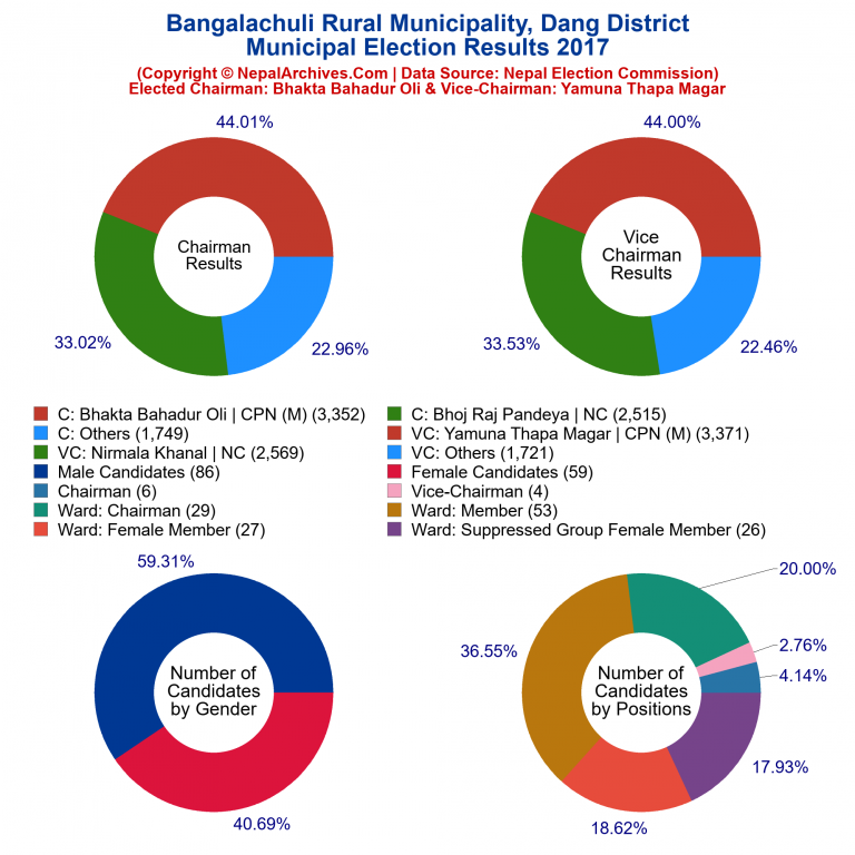 2017 local body election results piechart of Bangalachuli Rural Municipality