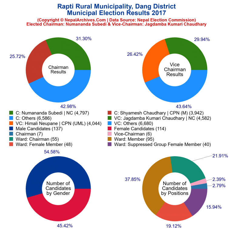 2017 local body election results piechart of Rapti Rural Municipality
