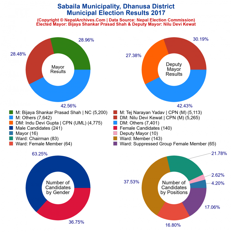 2017 local body election results piechart of Sabaila Municipality
