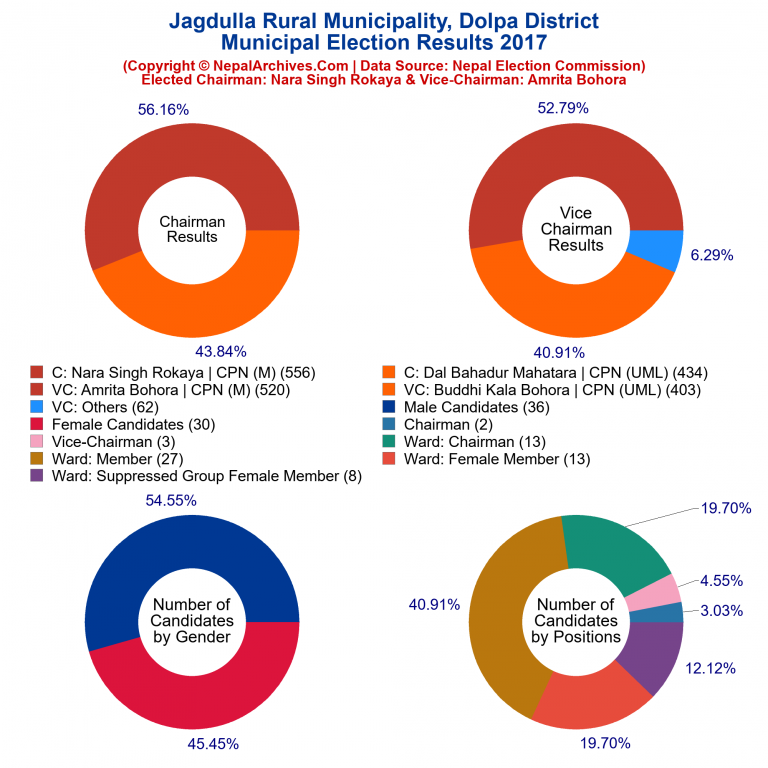 2017 local body election results piechart of Jagdulla Rural Municipality