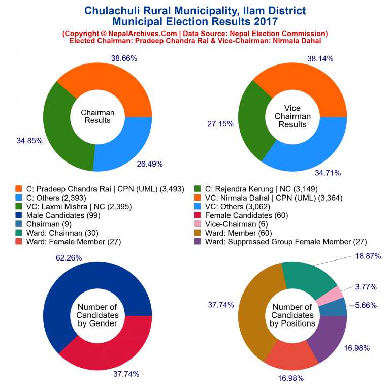 2017 local body election results piechart of Chulachuli Rural Municipality