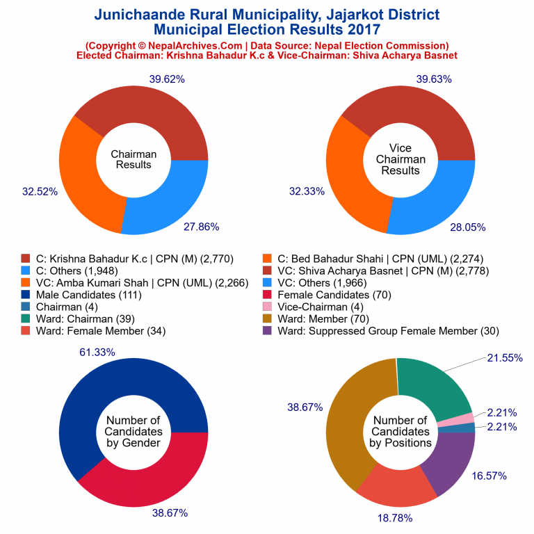 2017 local body election results piechart of Junichaande Rural Municipality