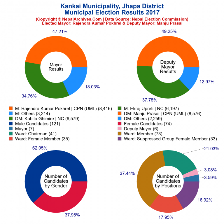 2017 local body election results piechart of Kankai Municipality