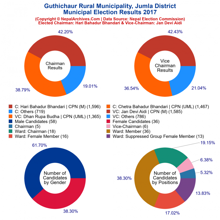 2017 local body election results piechart of Guthichaur Rural Municipality