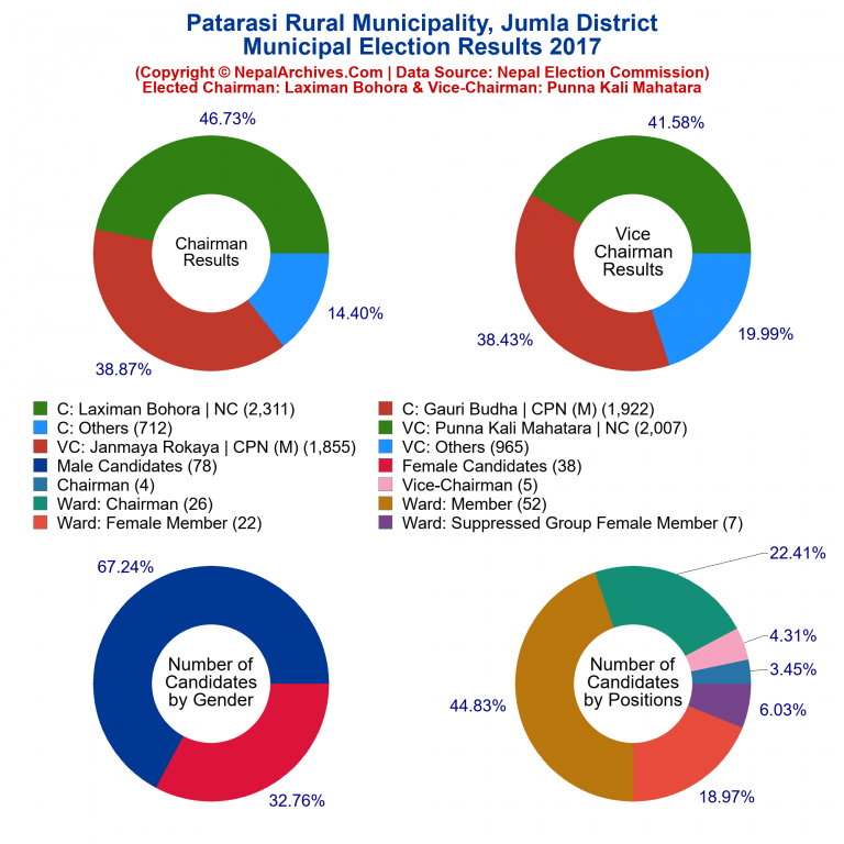 2017 local body election results piechart of Patarasi Rural Municipality