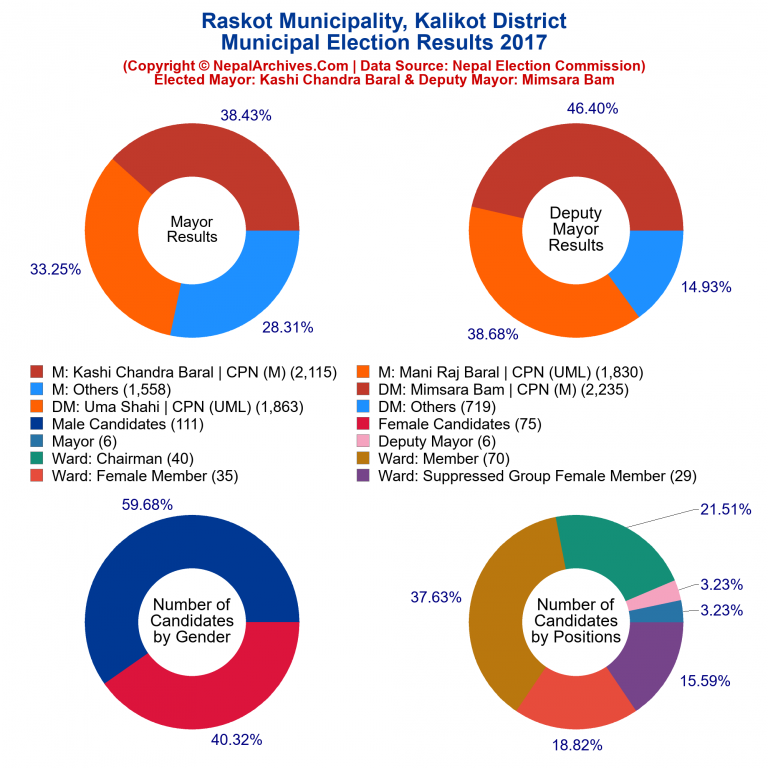 2017 local body election results piechart of Raskot Municipality