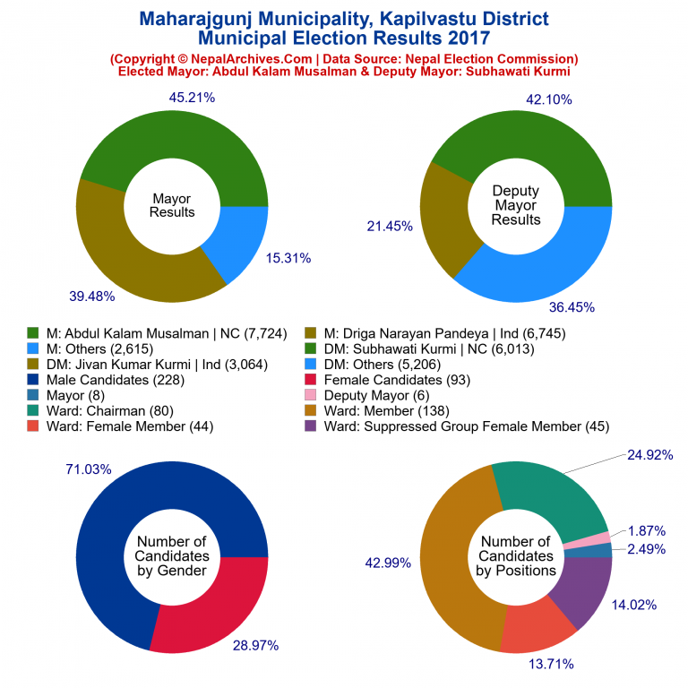 2017 local body election results piechart of Maharajgunj Municipality