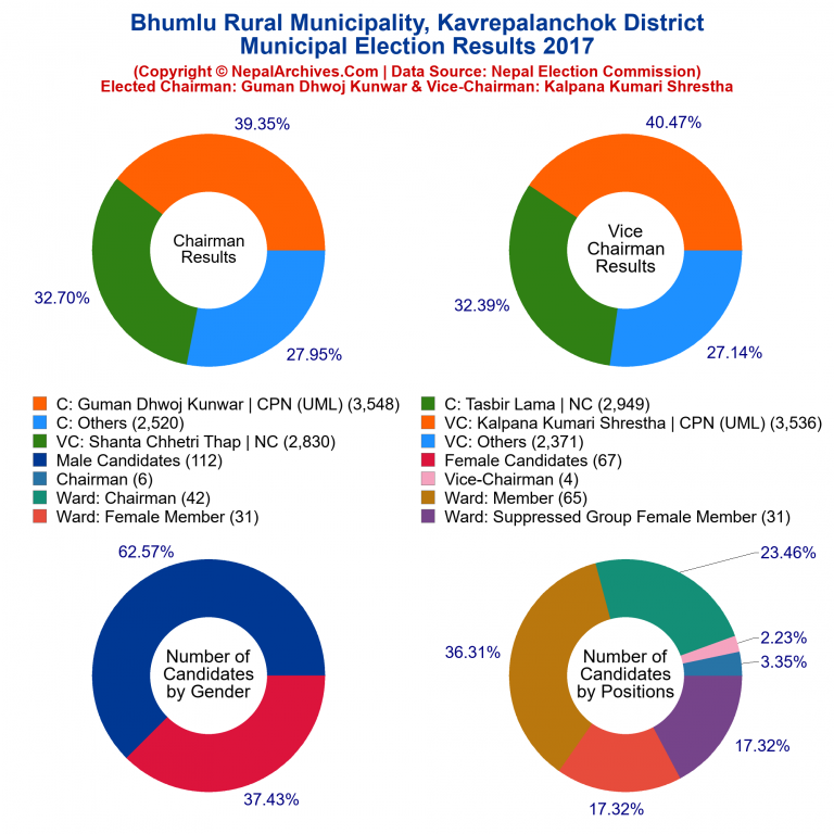 2017 local body election results piechart of Bhumlu Rural Municipality