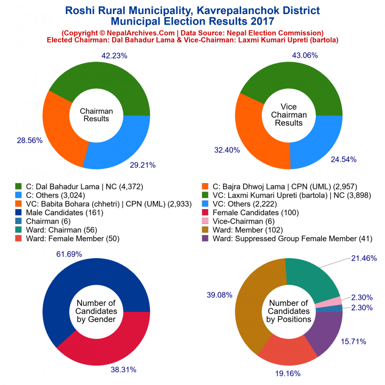 2017 local body election results piechart of Roshi Rural Municipality