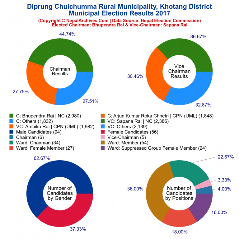 2017 local body election results piechart of Diprung Chuichumma Rural Municipality