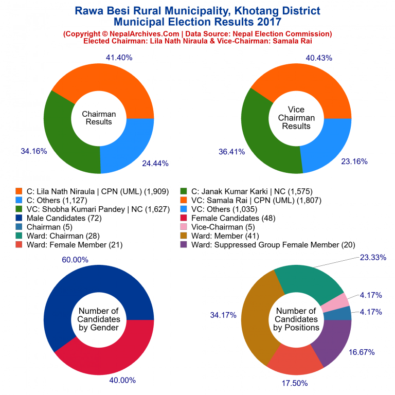 2017 local body election results piechart of Rawa Besi Rural Municipality