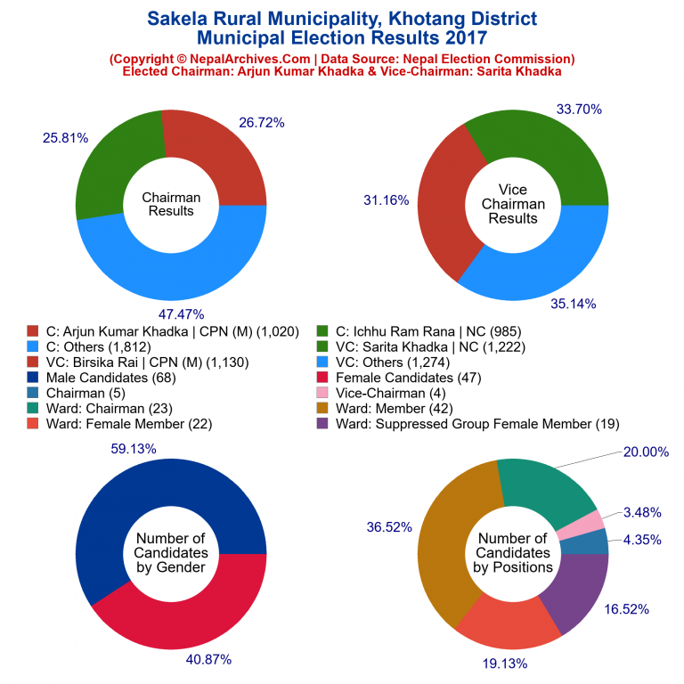 2017 local body election results piechart of Sakela Rural Municipality