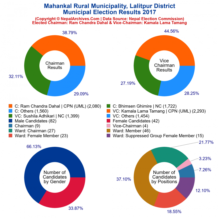 2017 local body election results piechart of Mahankal Rural Municipality