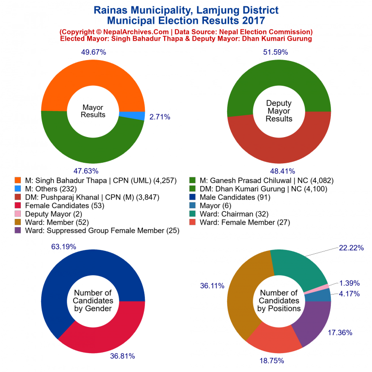2017 local body election results piechart of Rainas Municipality