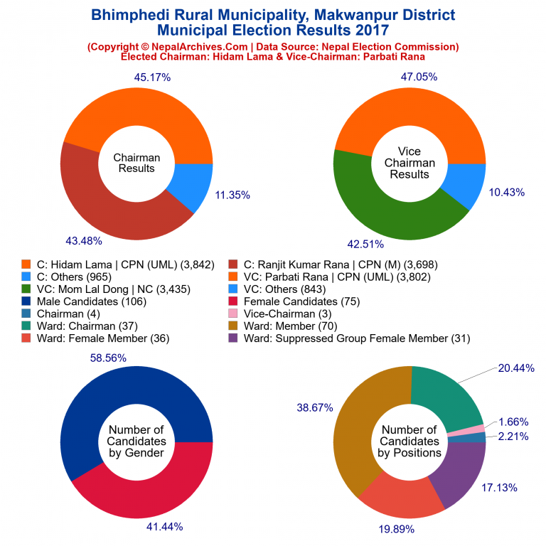 2017 local body election results piechart of Bhimphedi Rural Municipality