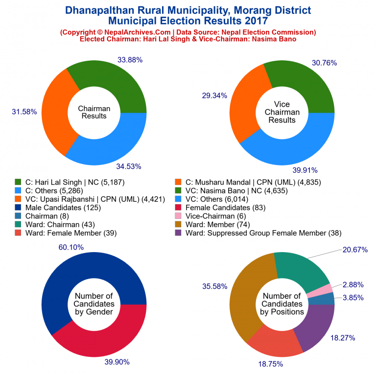 2017 local body election results piechart of Dhanapalthan Rural Municipality