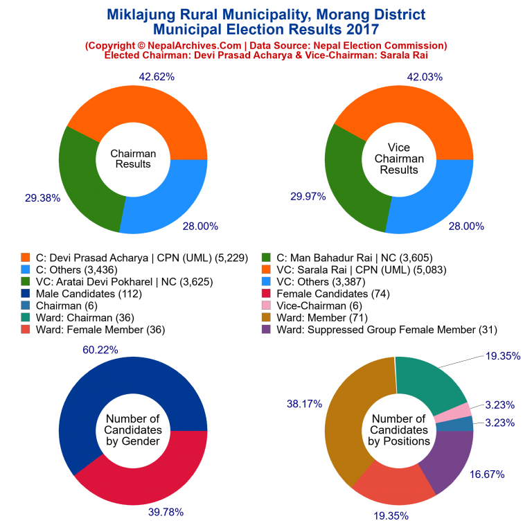 2017 local body election results piechart of Miklajung Rural Municipality