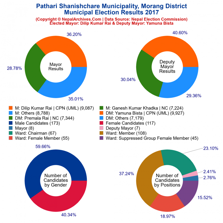 2017 local body election results piechart of Pathari Shanishchare Municipality