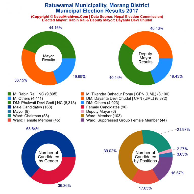 2017 local body election results piechart of Ratuwamai Municipality