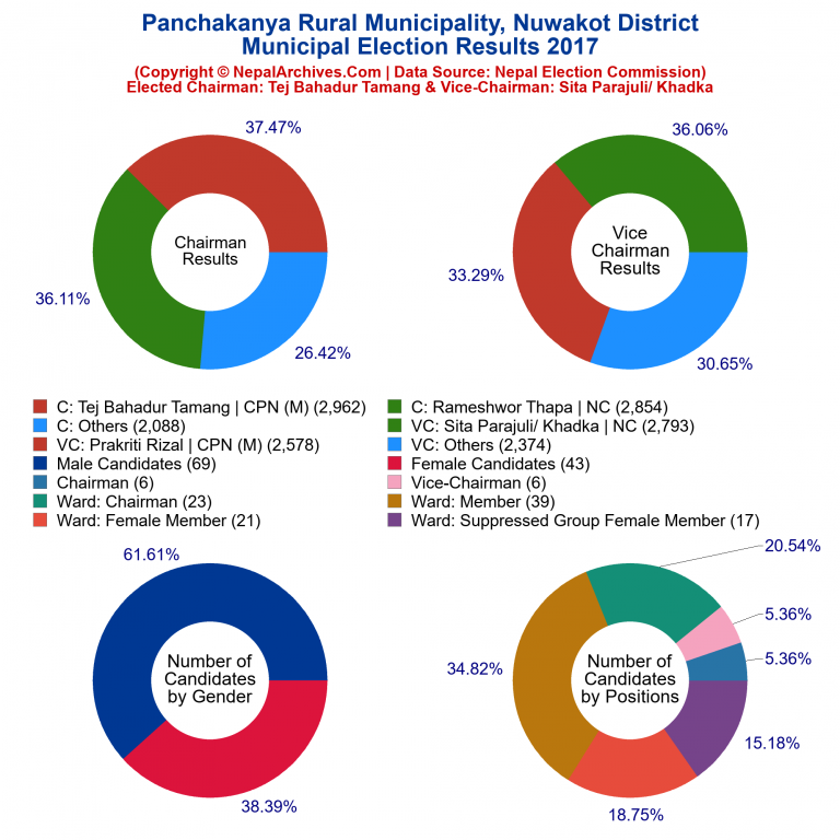 2017 local body election results piechart of Panchakanya Rural Municipality