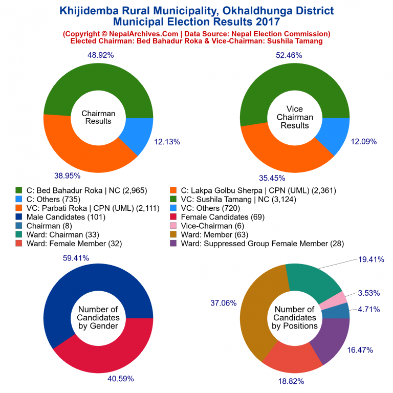 2017 local body election results piechart of Khijidemba Rural Municipality