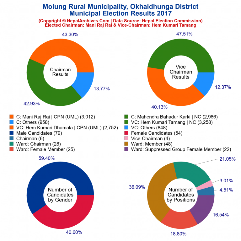 2017 local body election results piechart of Molung Rural Municipality