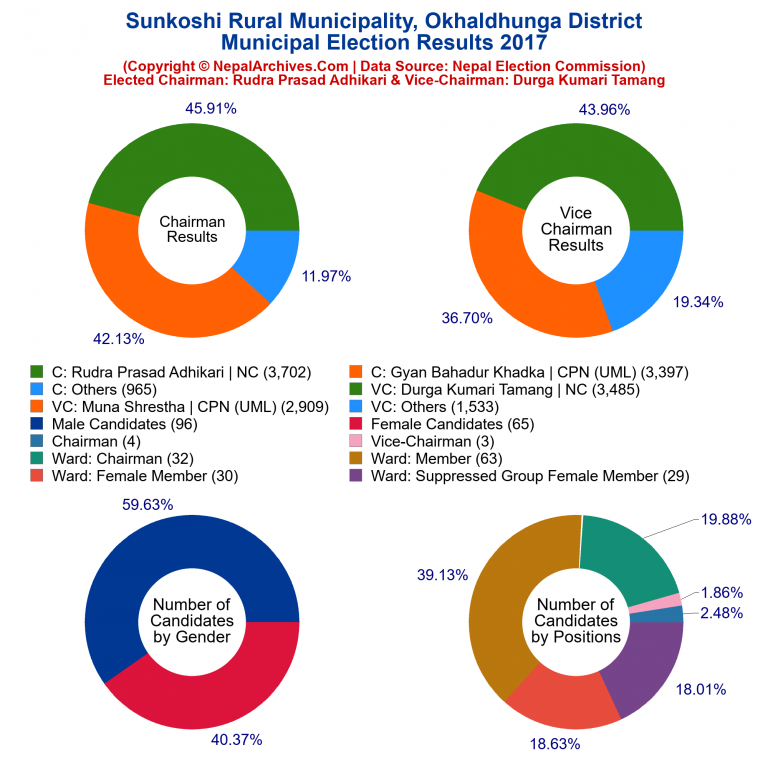2017 local body election results piechart of Sunkoshi Rural Municipality