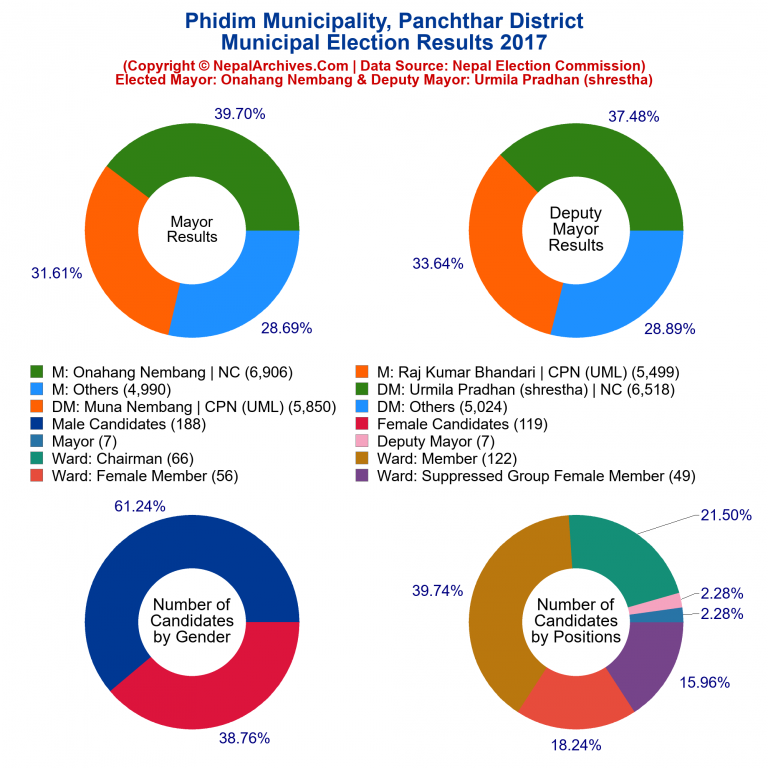 2017 local body election results piechart of Phidim Municipality