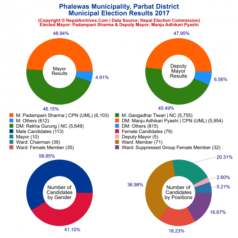 2017 local body election results piechart of Phalewas Municipality