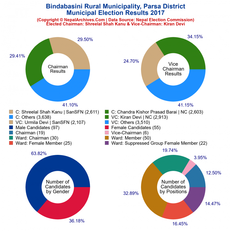 2017 local body election results piechart of Bindabasini Rural Municipality