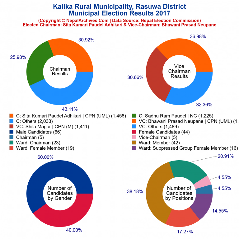 2017 local body election results piechart of Kalika Rural Municipality