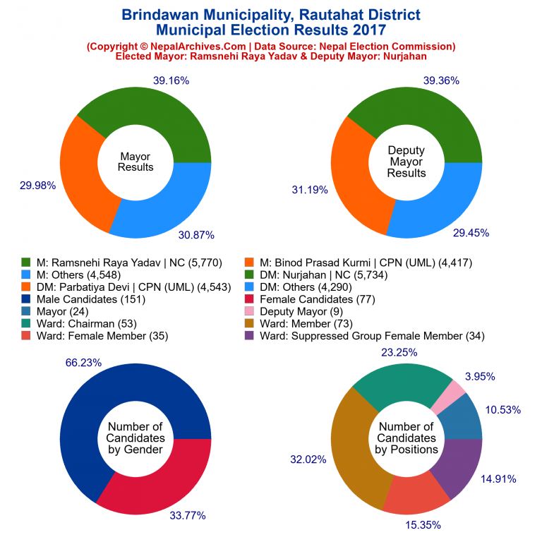 2017 local body election results piechart of Brindawan Municipality