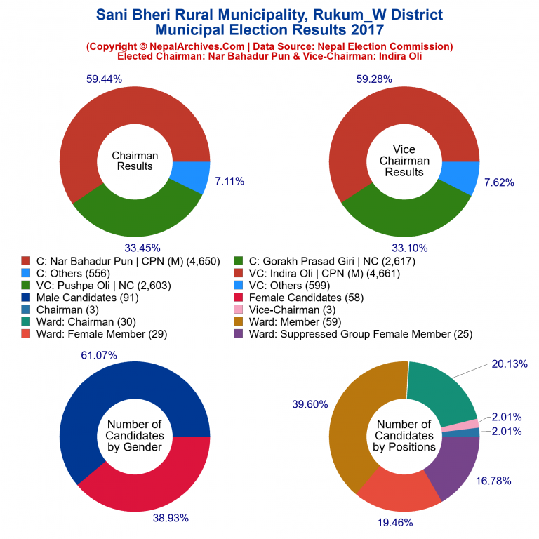 2017 local body election results piechart of Sani Bheri Rural Municipality