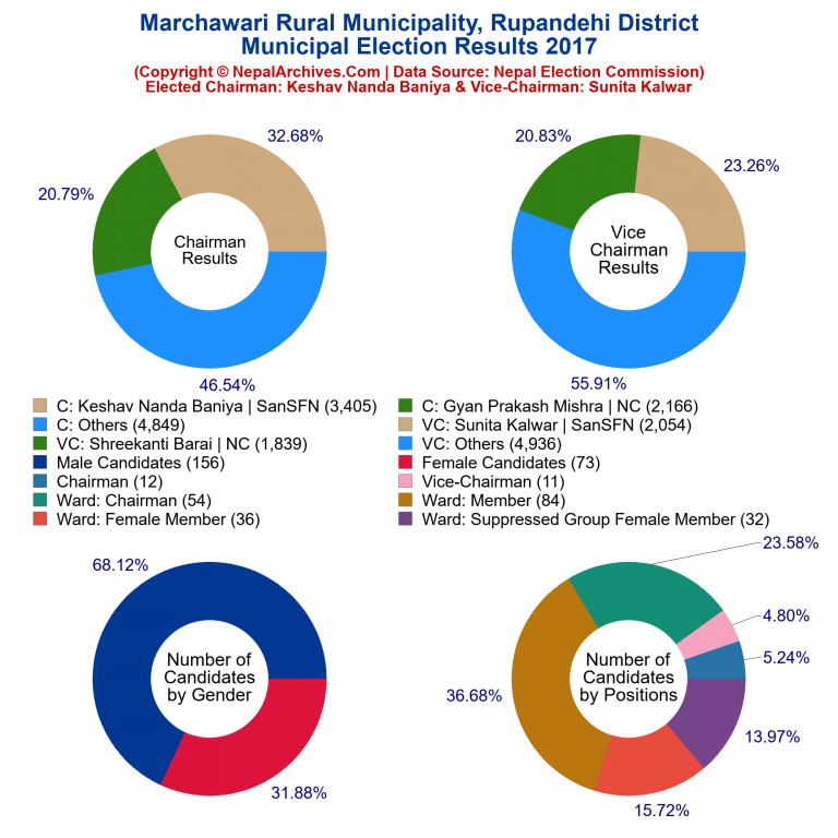 2017 local body election results piechart of Marchawari Rural Municipality