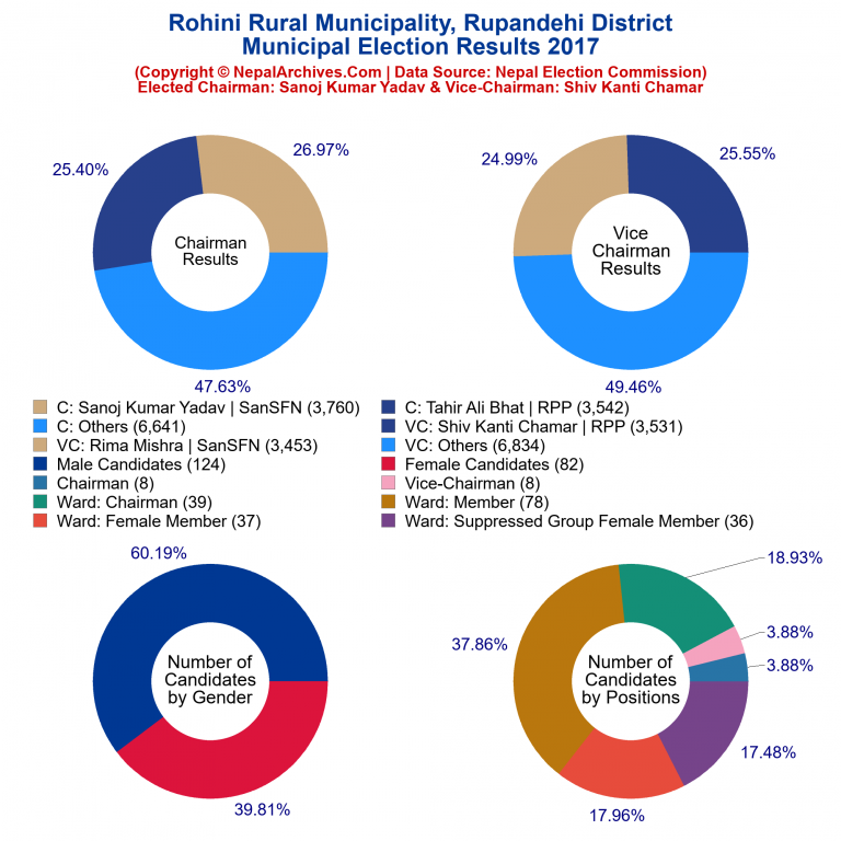 2017 local body election results piechart of Rohini Rural Municipality