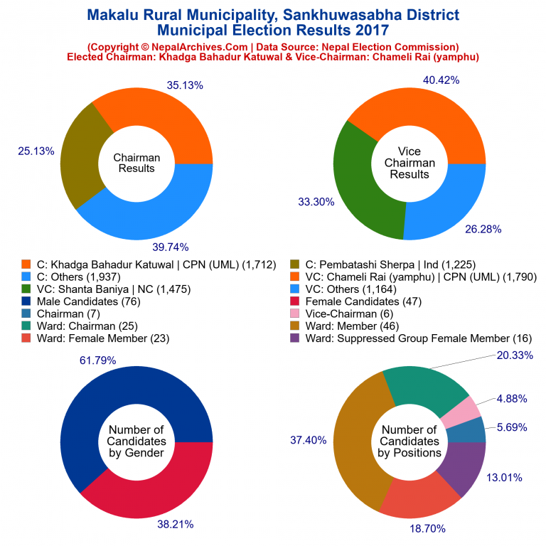 2017 local body election results piechart of Makalu Rural Municipality