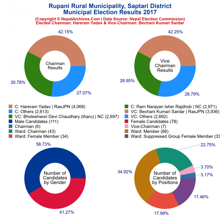 2017 local body election results piechart of Rupani Rural Municipality