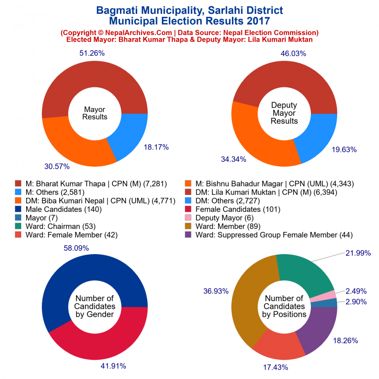 2017 local body election results piechart of Bagmati Municipality