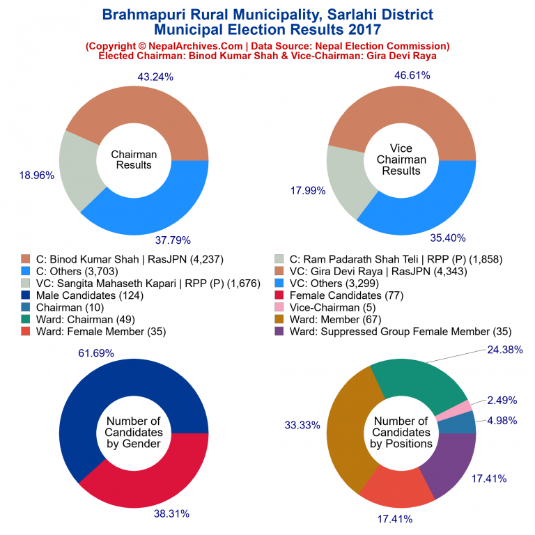 2017 local body election results piechart of Brahmapuri Rural Municipality