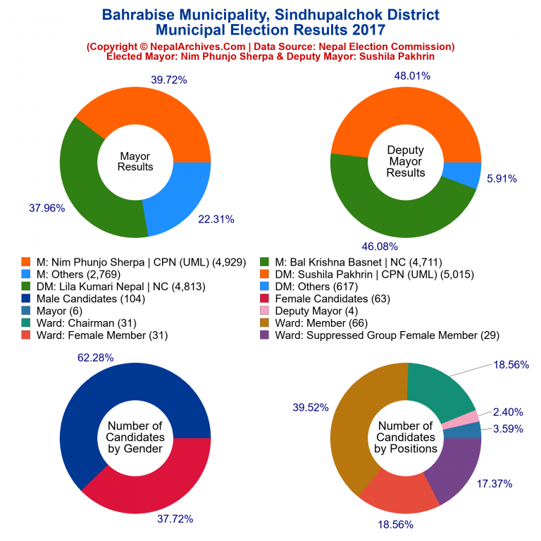 2017 local body election results piechart of Bahrabise Municipality